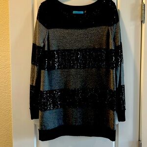 Alicia and olive sweater black sequin and gray